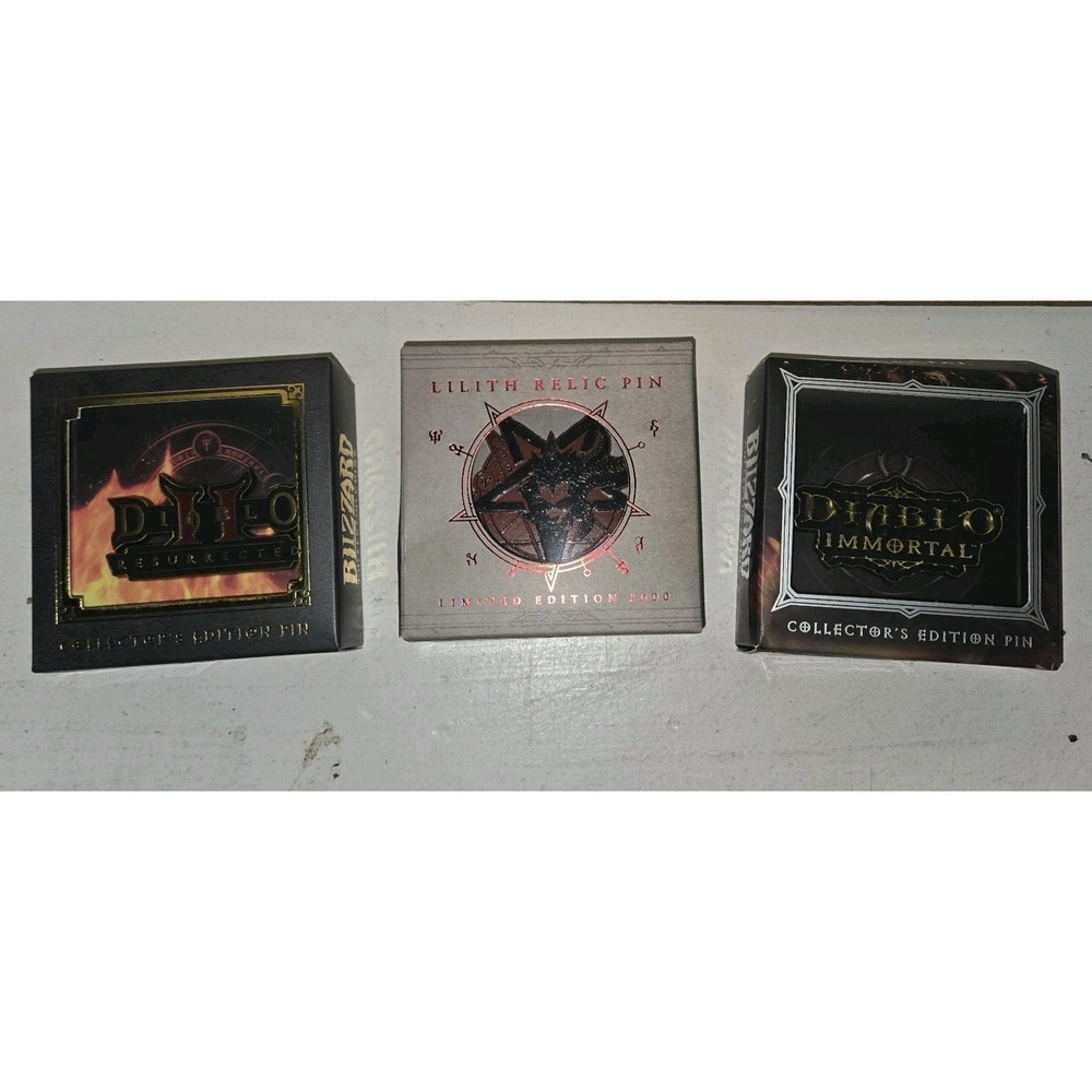 Lot Of 3 Diablo Collector's Pins Diablo 2 Resurrected Diablo Immortal Diablo IV